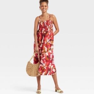 Target A New Day Floral Smocked Slip Dress With Spaghetti Straps Medium